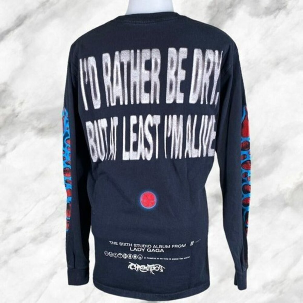 Lady Gaga & Ariana I'd Rather Be Dry, But At Least I'm Alive Print Shirt Rare